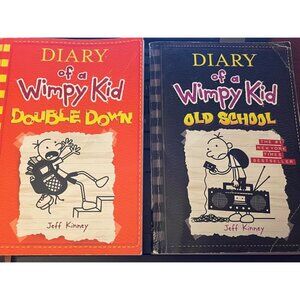 Diary Of A Wimpy Kid Double Down & Old School Books By Jeff Kinney Paperback (2)